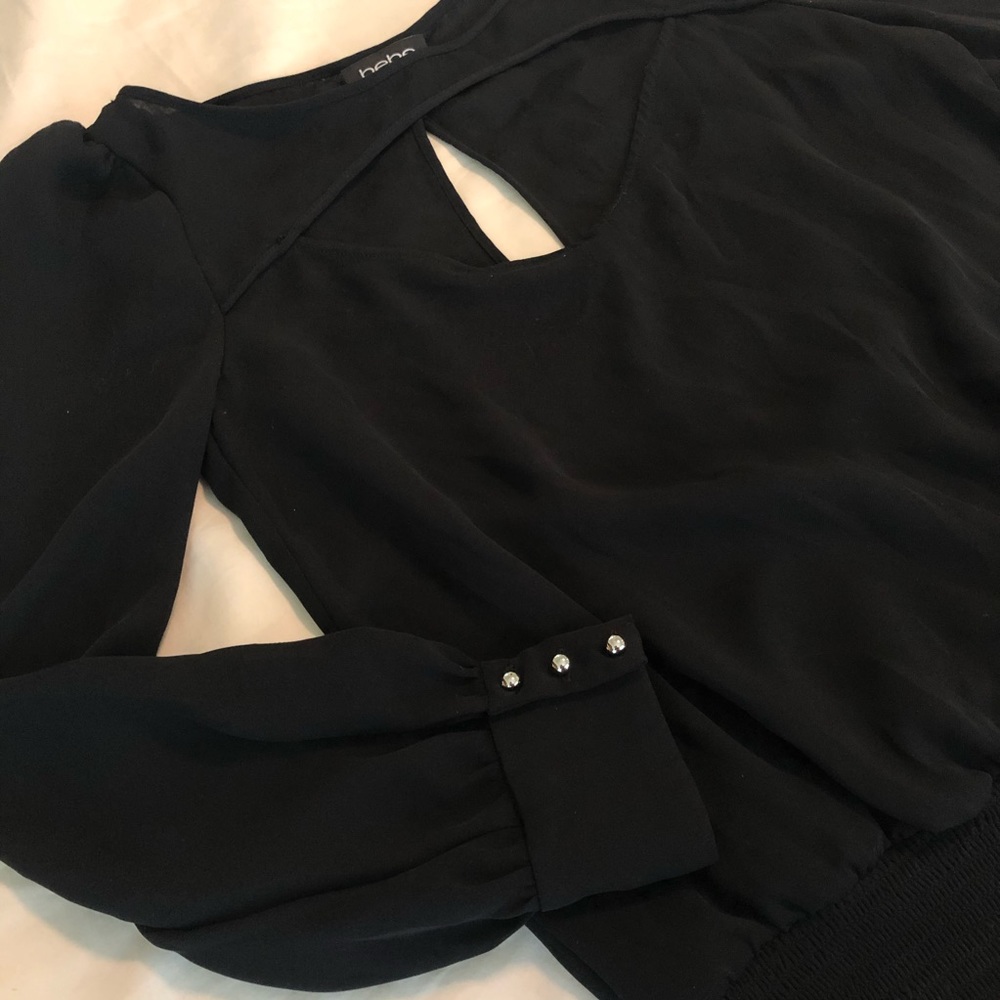 BEBE Slit Back Blouse